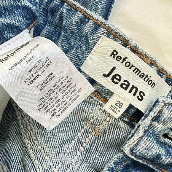 Reformation Cynthia High Rise Straight Jean, Size 26, Colorado - Picture 5 of 6